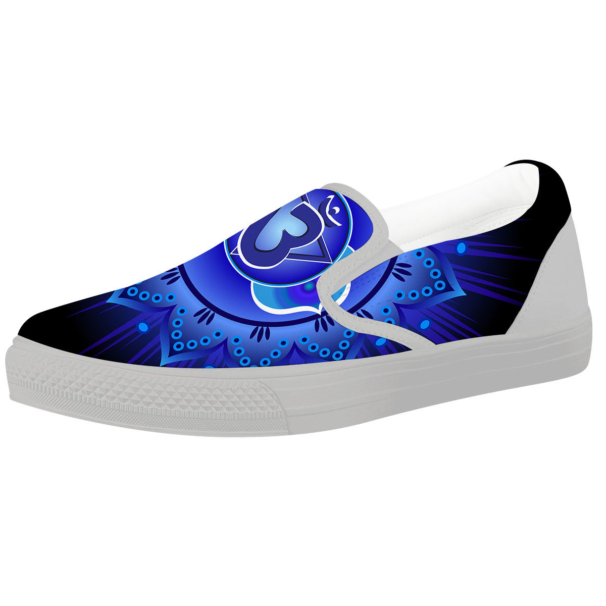 Symbol Ajna Chakra Print White Slip On Shoes-grizzshop