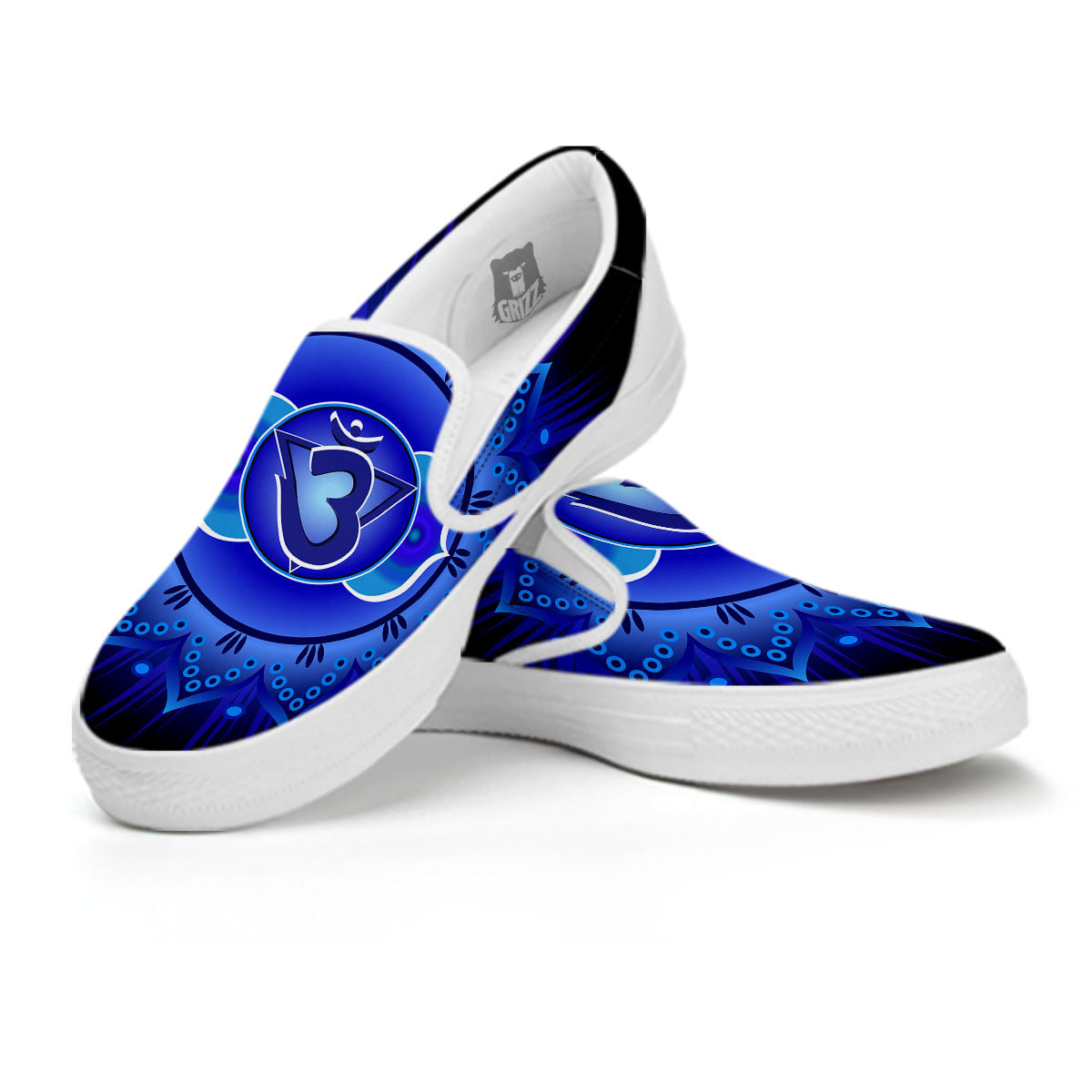 Symbol Ajna Chakra Print White Slip On Shoes-grizzshop