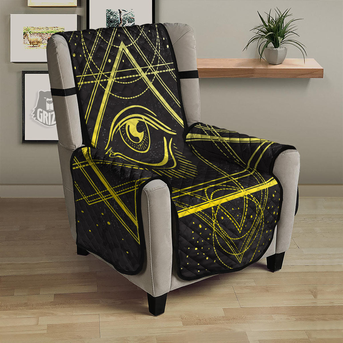 Symbol All Seeing Eye Print Armchair Protector-grizzshop