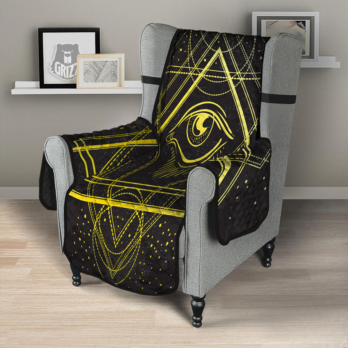 Symbol All Seeing Eye Print Armchair Protector-grizzshop