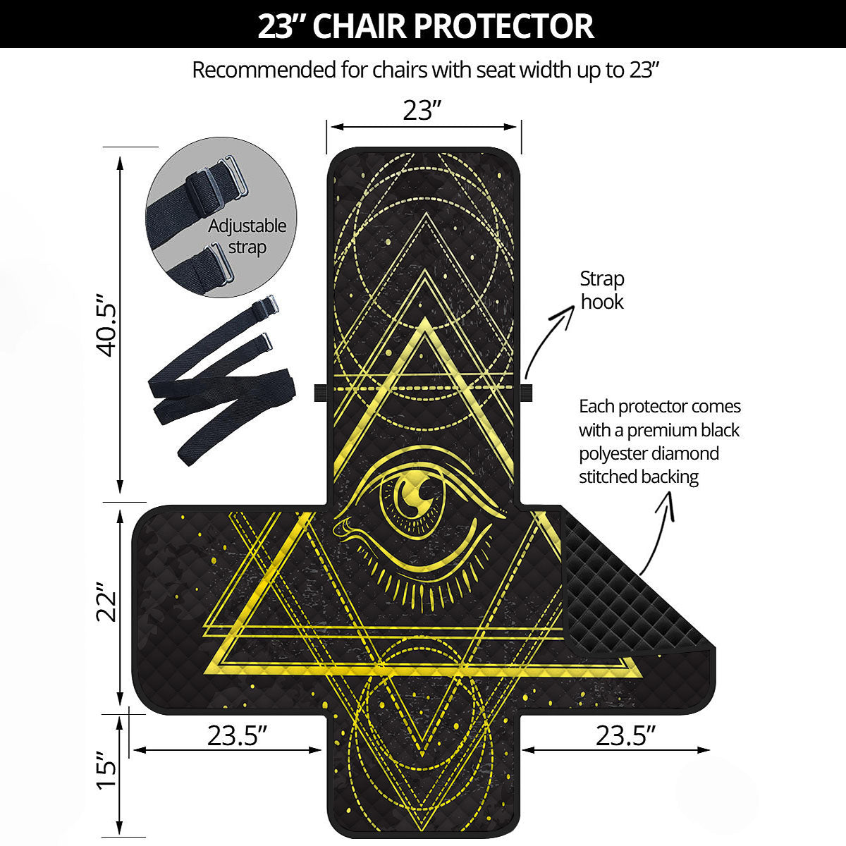 Symbol All Seeing Eye Print Armchair Protector-grizzshop