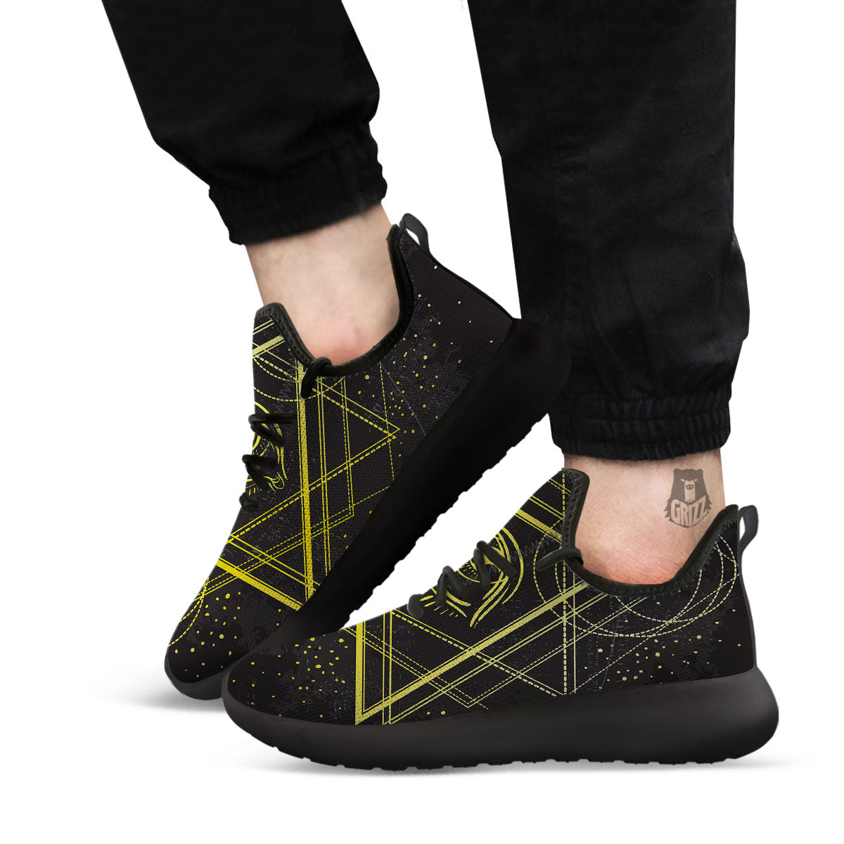 Symbol All Seeing Eye Print Black Athletic Shoes-grizzshop