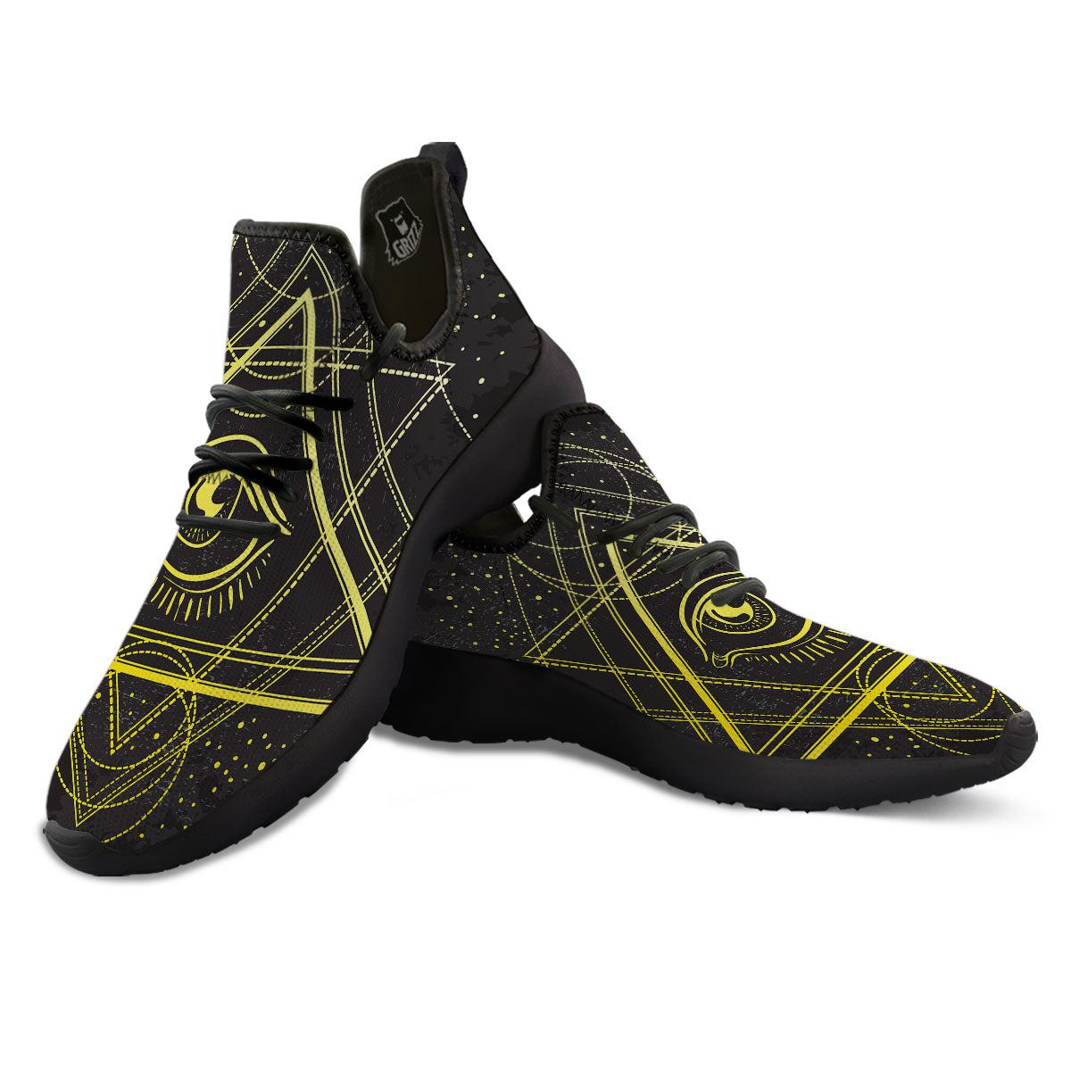 Symbol All Seeing Eye Print Black Athletic Shoes-grizzshop
