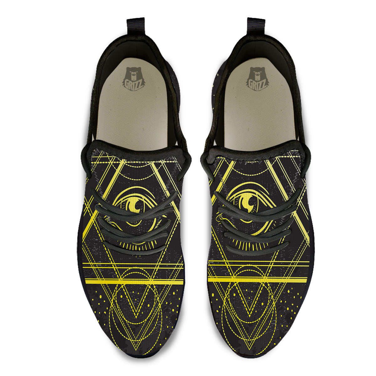 Symbol All Seeing Eye Print Black Athletic Shoes-grizzshop