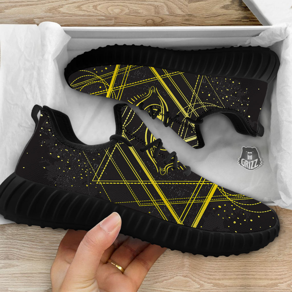 Symbol All Seeing Eye Print Black Walking Shoes-grizzshop