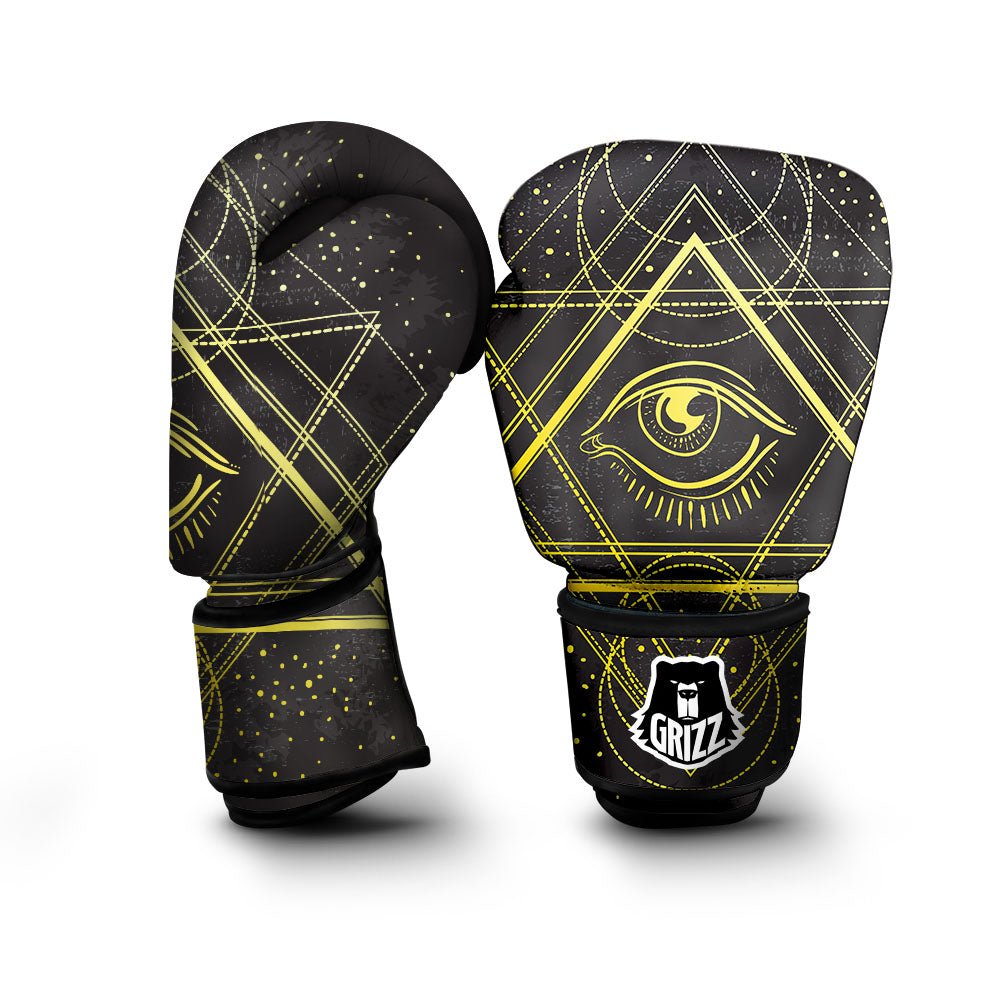Symbol All Seeing Eye Print Boxing Gloves-grizzshop
