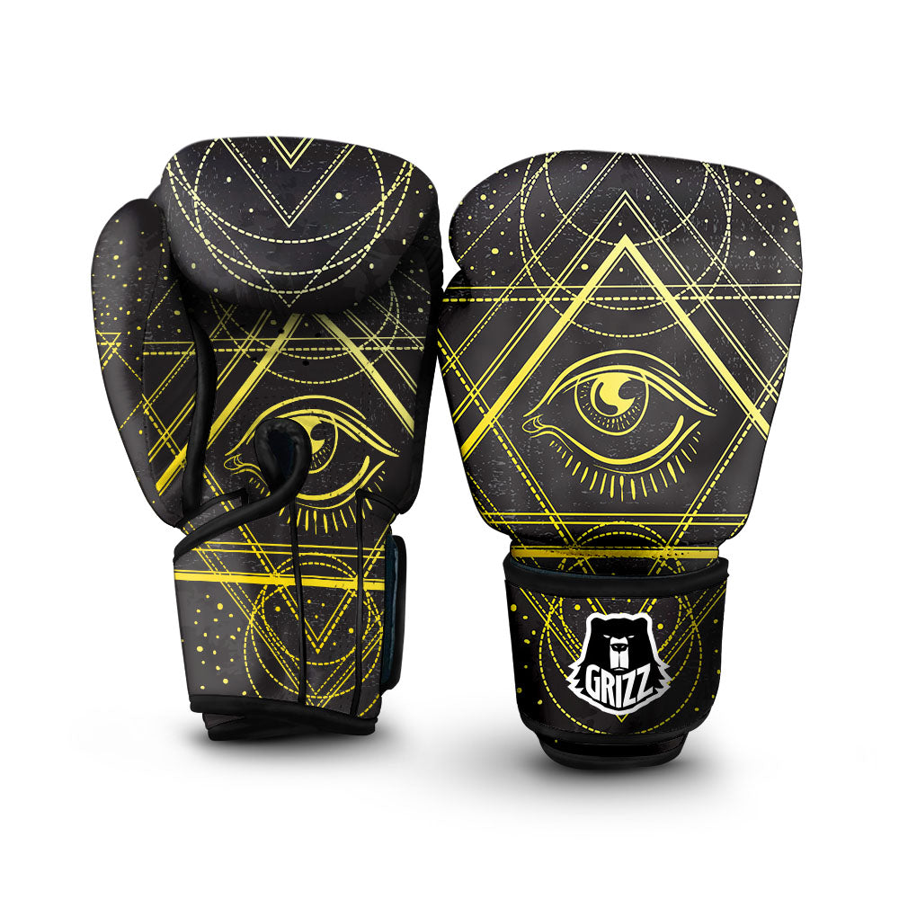 Symbol All Seeing Eye Print Boxing Gloves-grizzshop