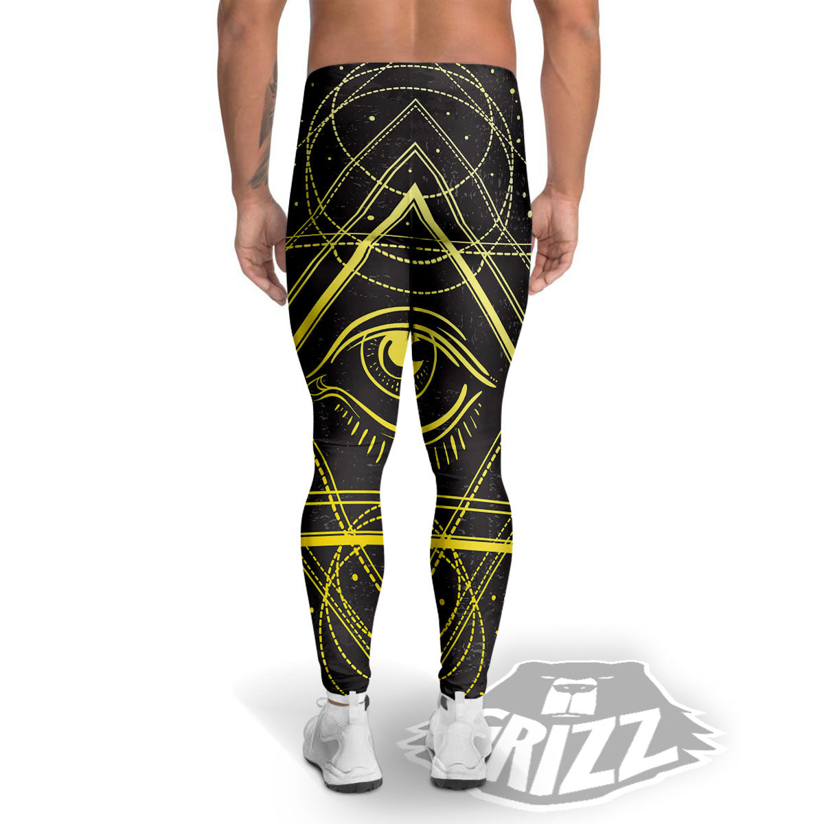 Symbol All Seeing Eye Print Men's Leggings-grizzshop