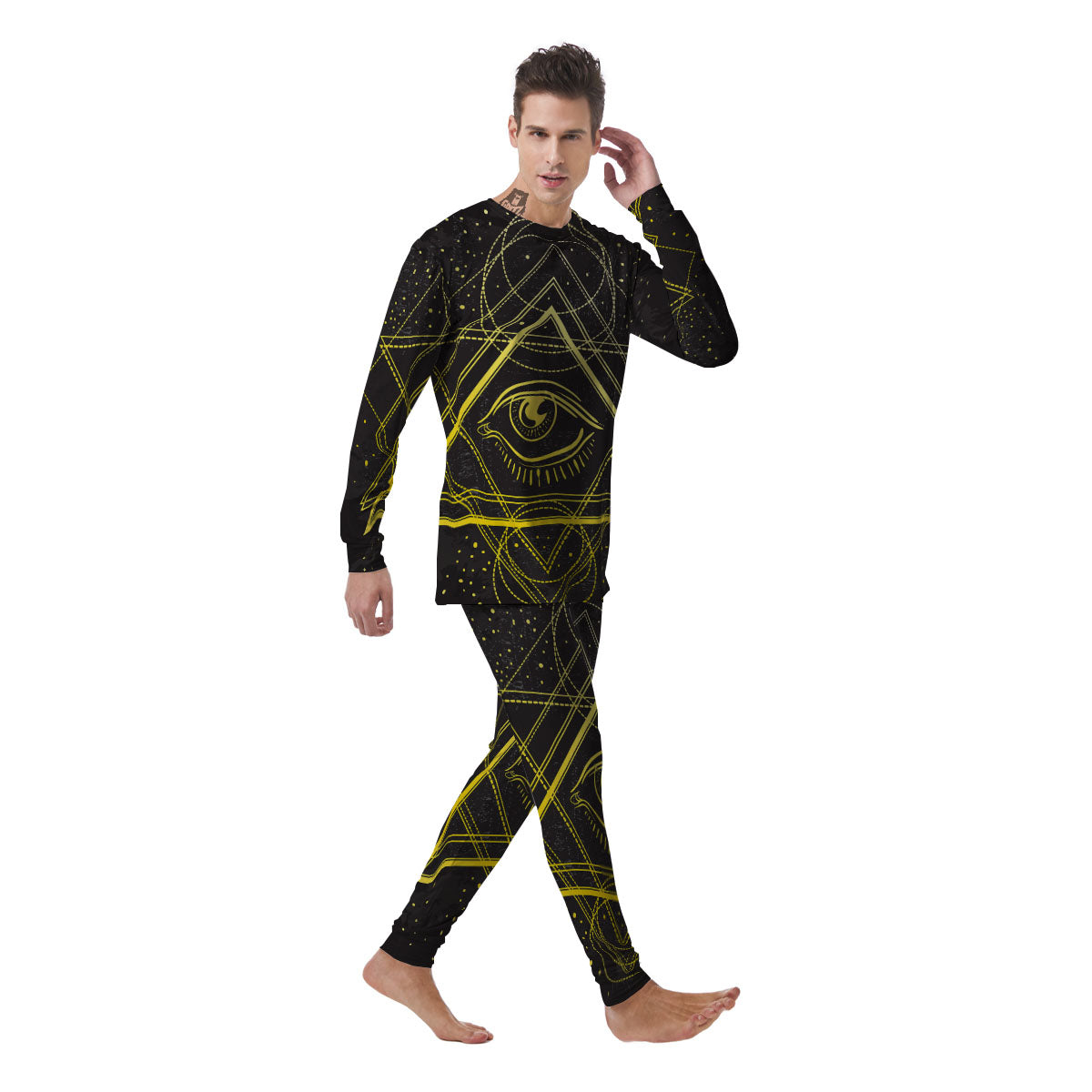 Symbol All Seeing Eye Print Men's Pajamas-grizzshop