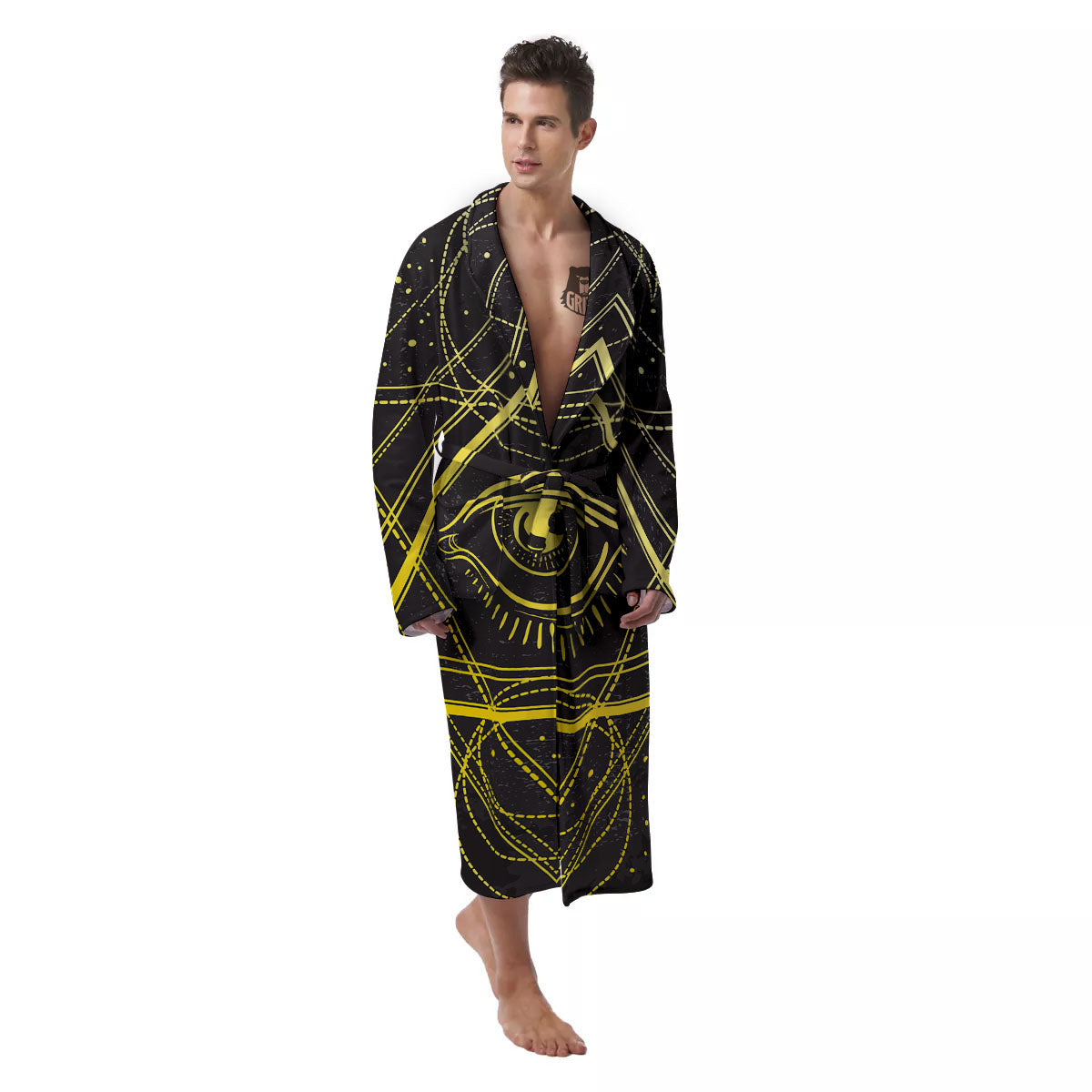 Symbol All Seeing Eye Print Men's Robe-grizzshop