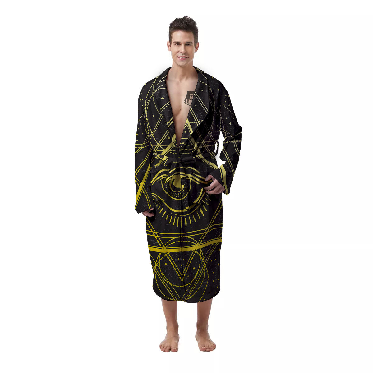 Symbol All Seeing Eye Print Men's Robe-grizzshop