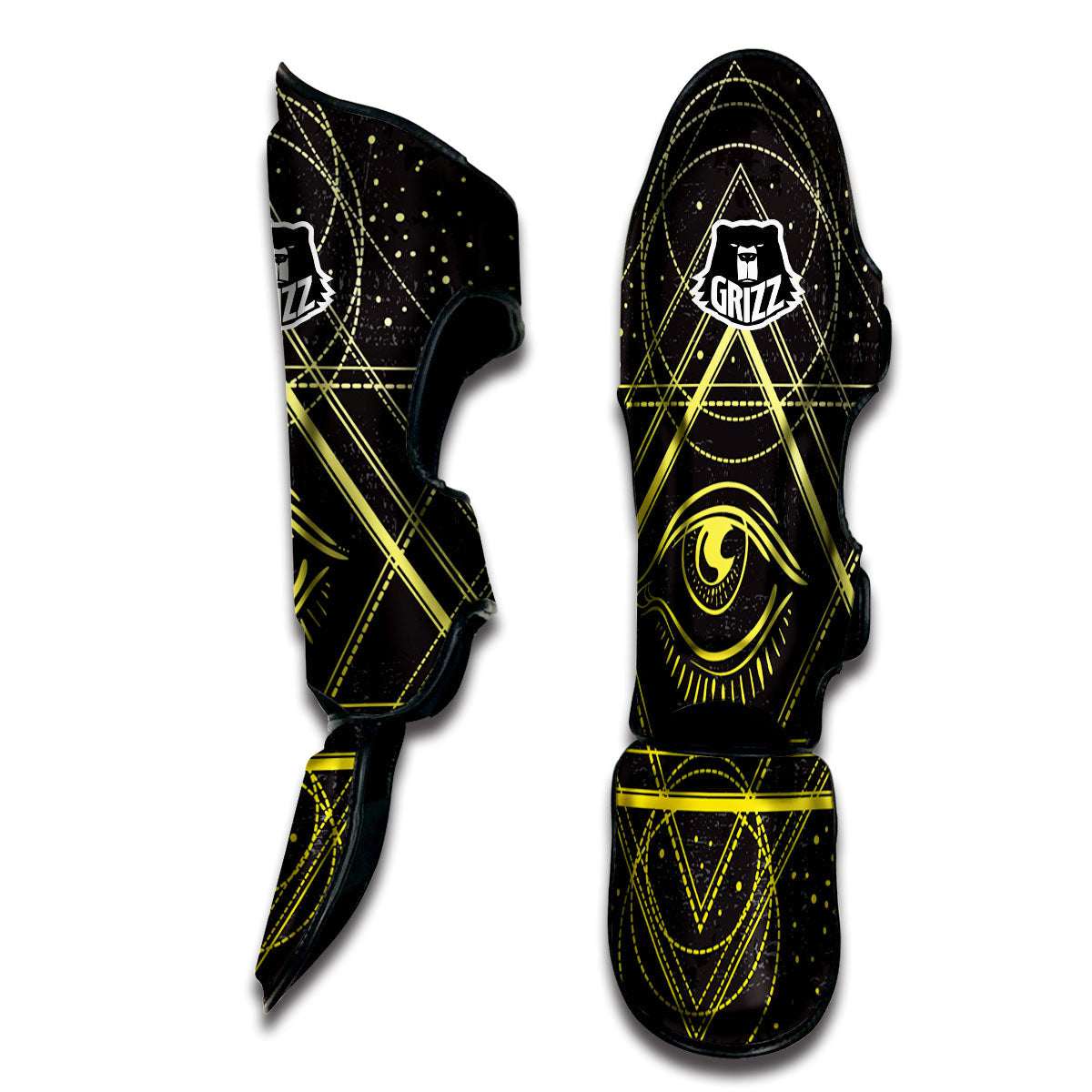 Symbol All Seeing Eye Print Muay Thai Shin Guards-grizzshop