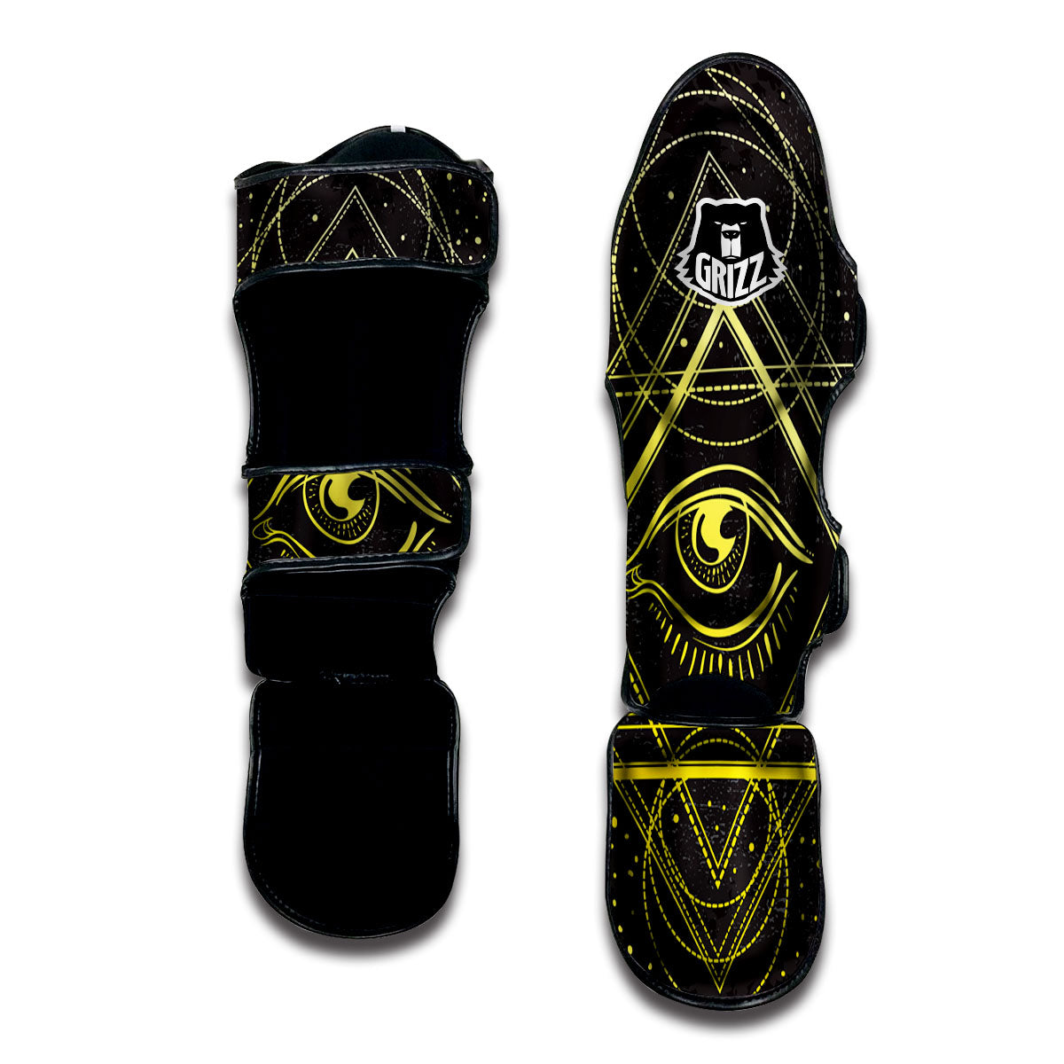 Symbol All Seeing Eye Print Muay Thai Shin Guards-grizzshop