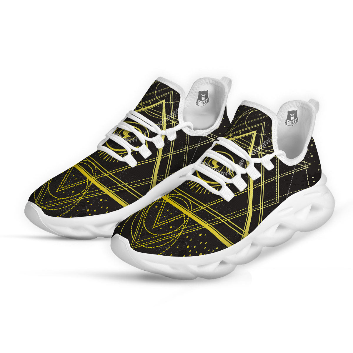 Symbol All Seeing Eye Print White Running Shoes-grizzshop
