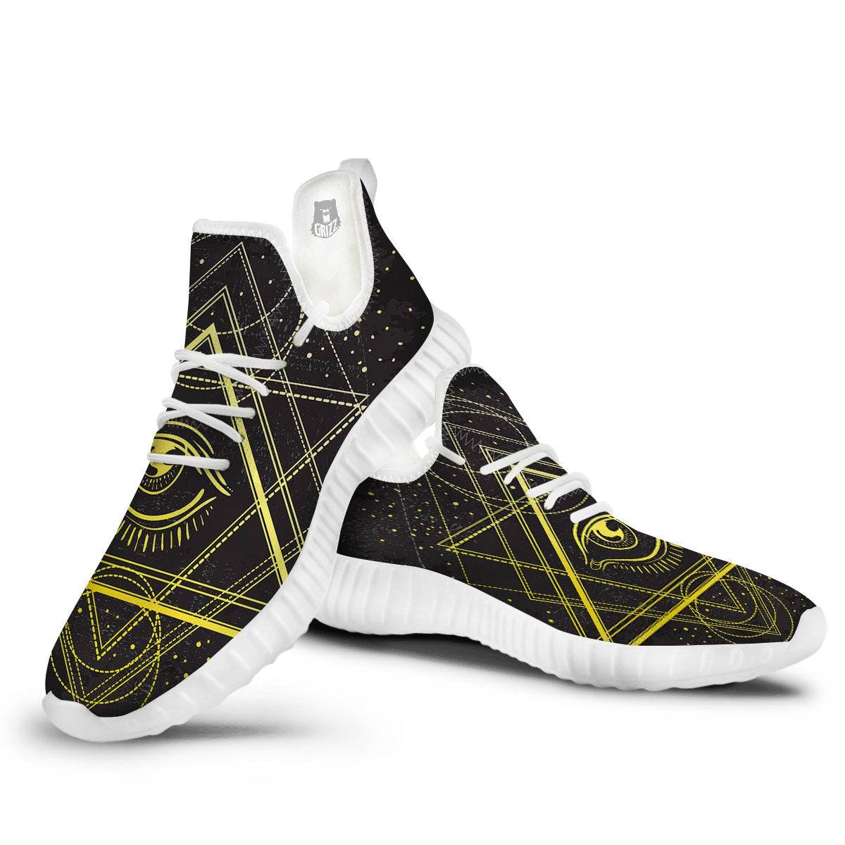 Symbol All Seeing Eye Print White Walking Shoes-grizzshop