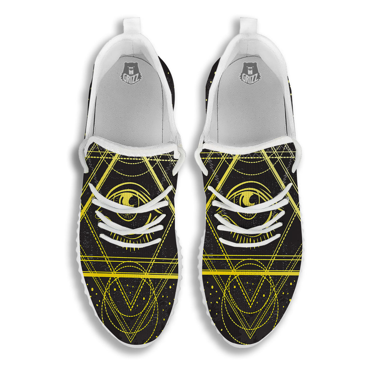 Symbol All Seeing Eye Print White Walking Shoes-grizzshop