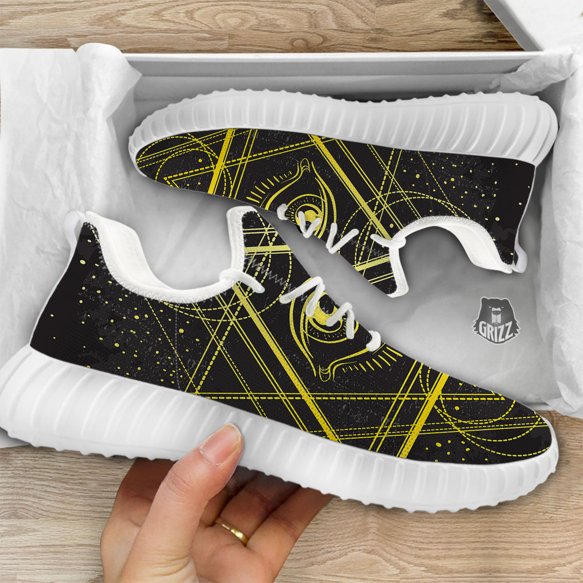 Symbol All Seeing Eye Print White Walking Shoes-grizzshop