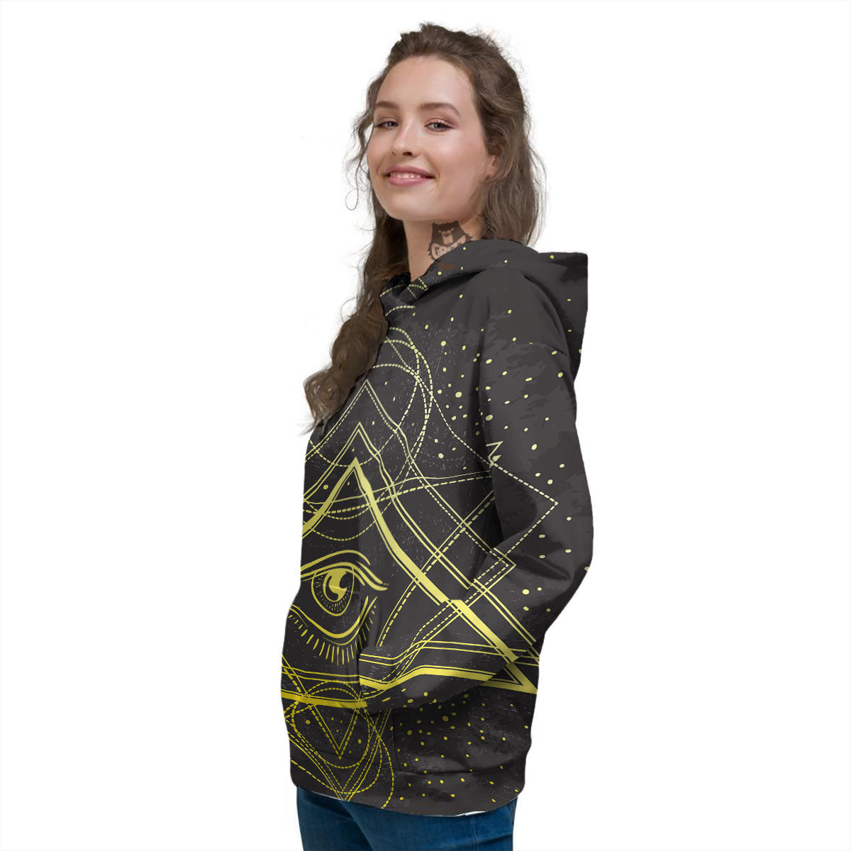 Symbol All Seeing Eye Print Women's Hoodie-grizzshop