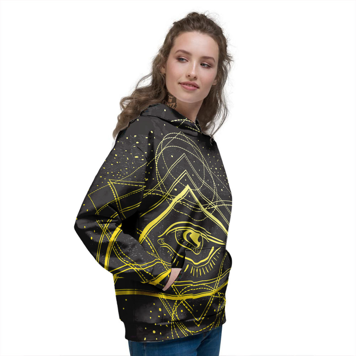 Symbol All Seeing Eye Print Women's Hoodie-grizzshop