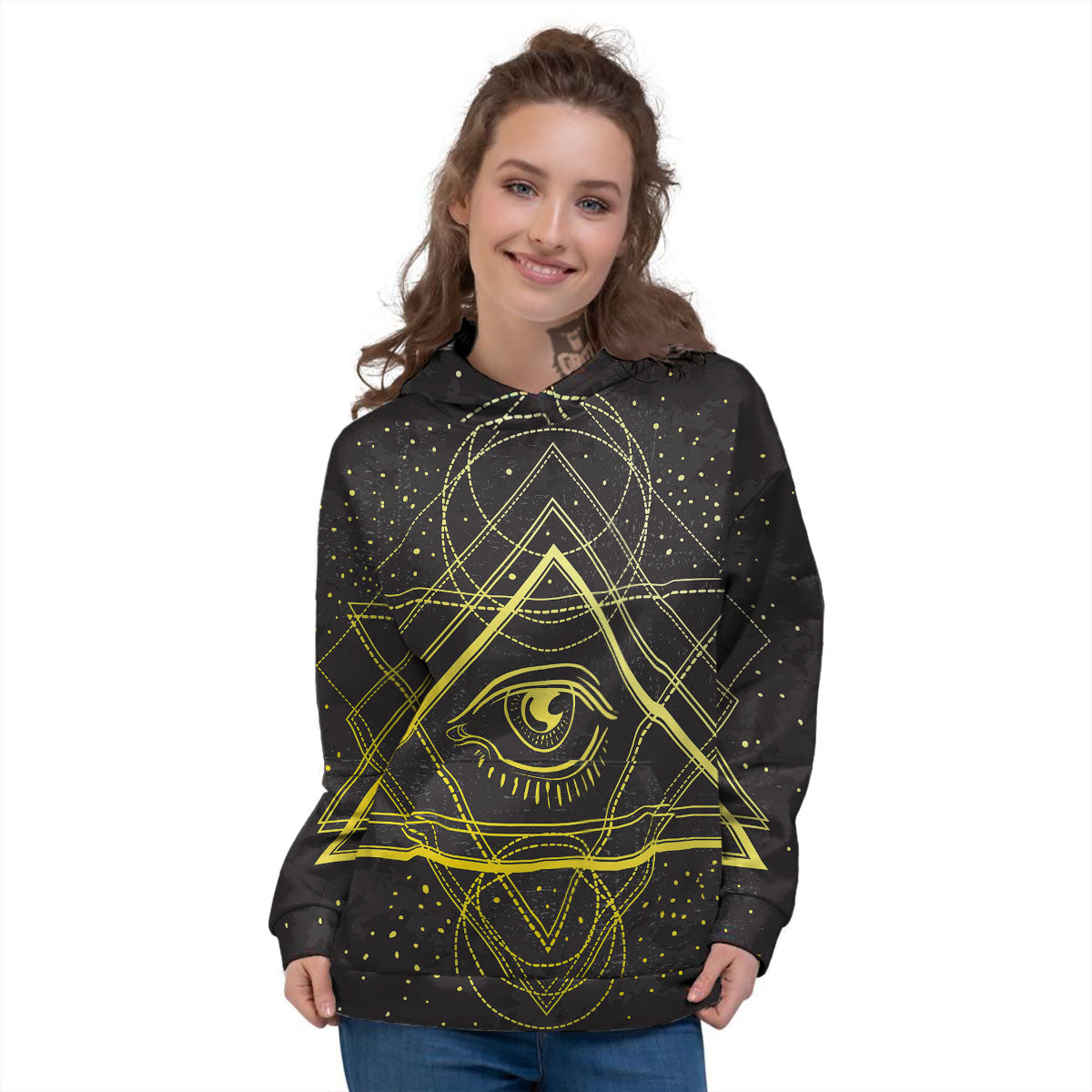 Symbol All Seeing Eye Print Women's Hoodie-grizzshop
