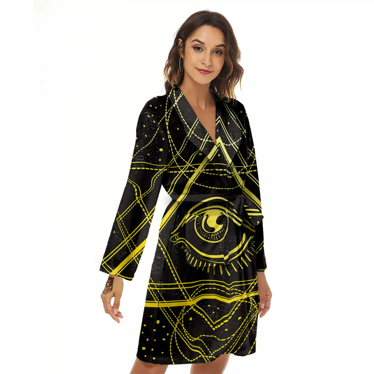 Symbol All Seeing Eye Print Women's Robe-grizzshop