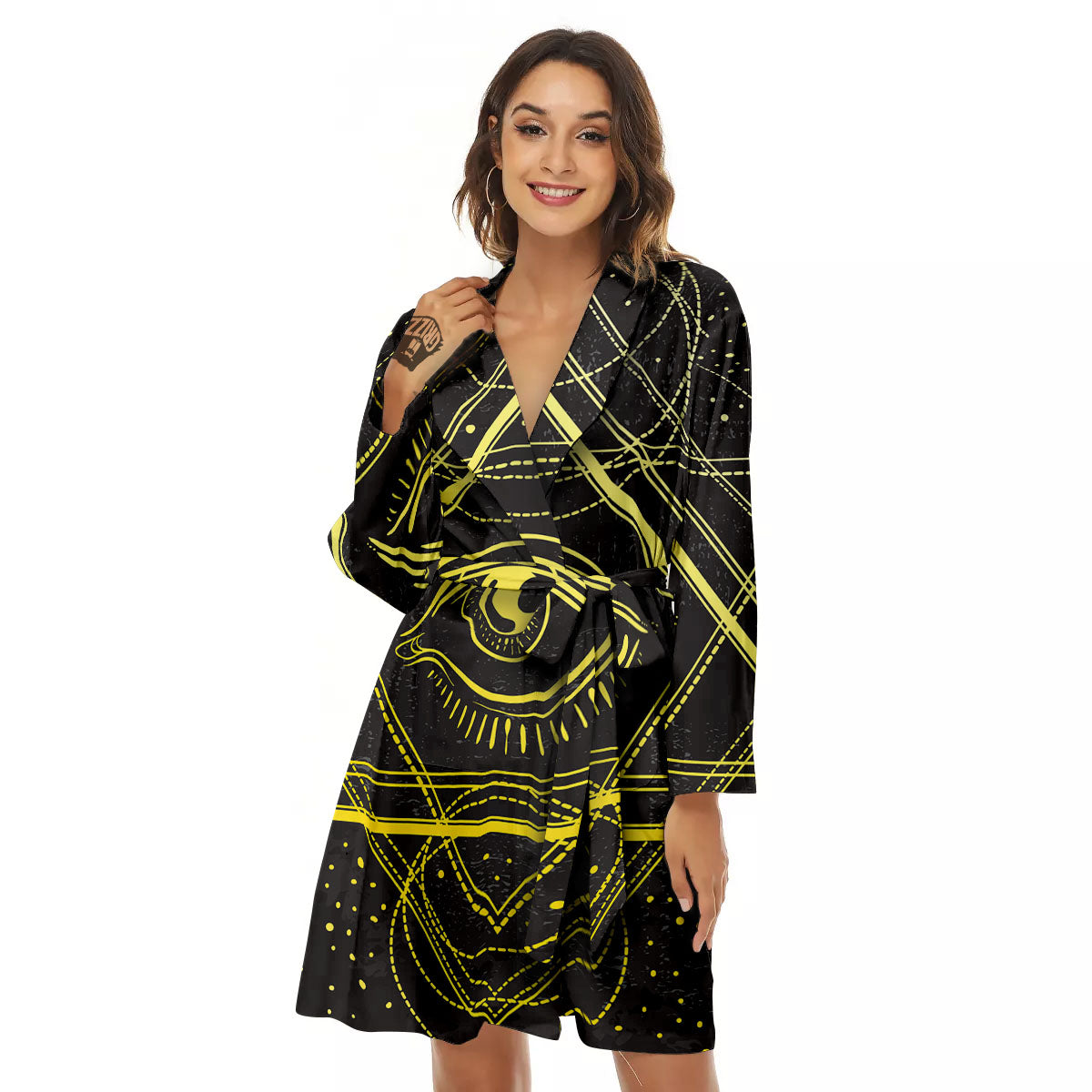 Symbol All Seeing Eye Print Women's Robe-grizzshop