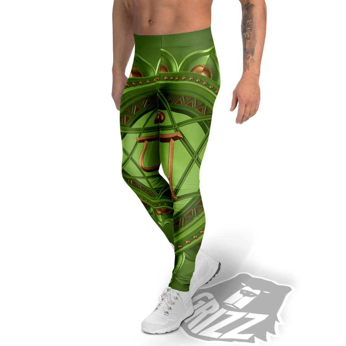 Symbol Anahata Chakra Print Men's Leggings-grizzshop