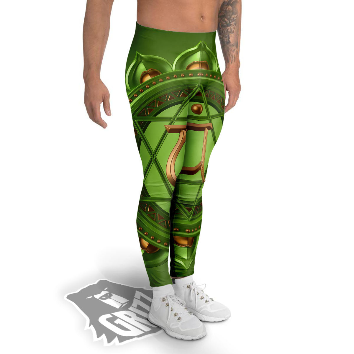 Symbol Anahata Chakra Print Men's Leggings-grizzshop