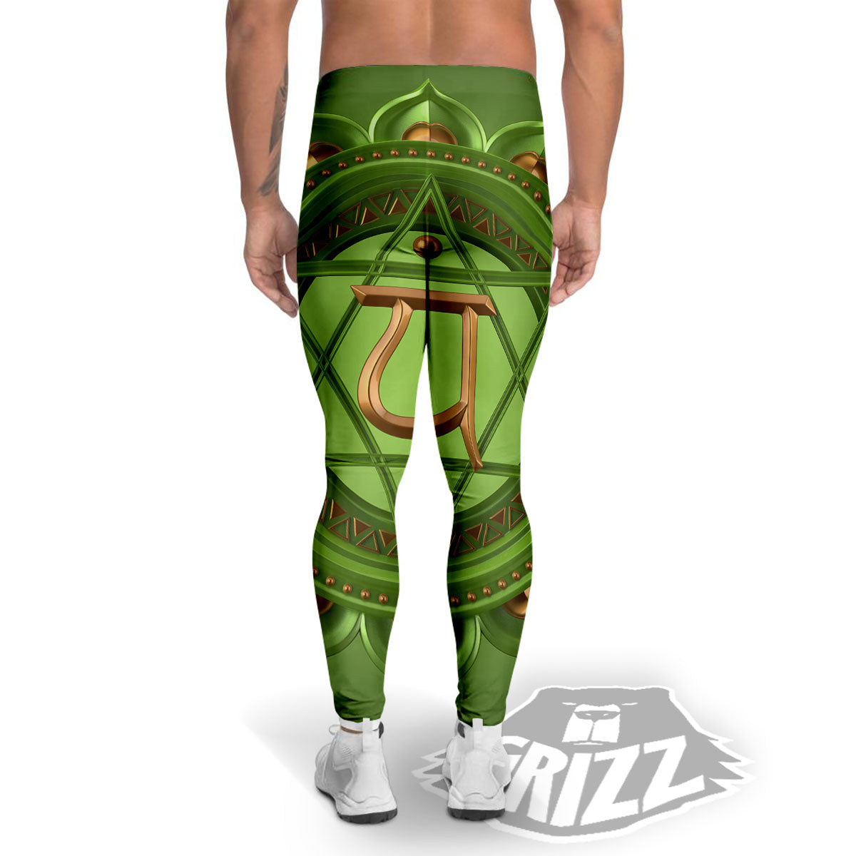 Symbol Anahata Chakra Print Men's Leggings-grizzshop