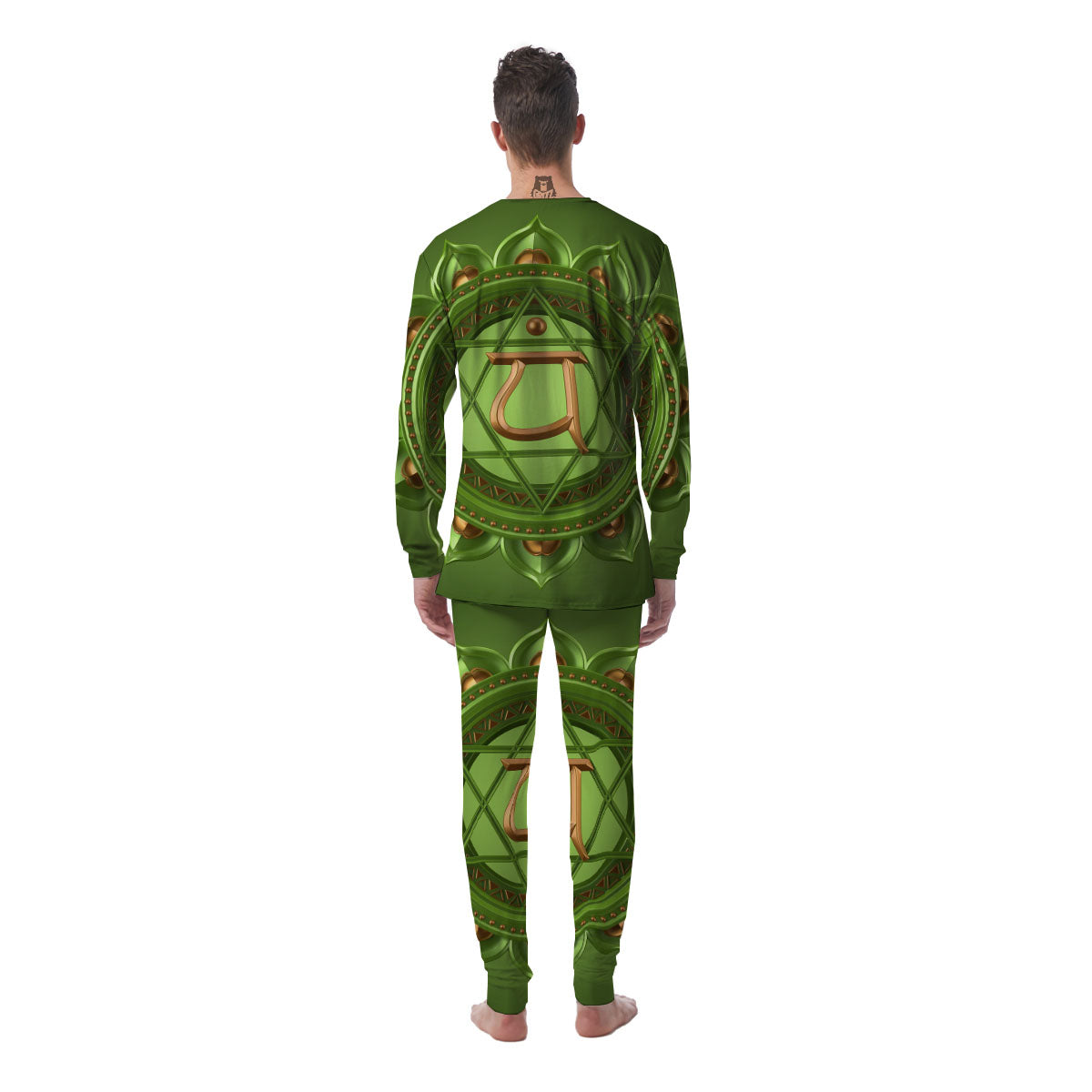 Symbol Anahata Chakra Print Men's Pajamas-grizzshop