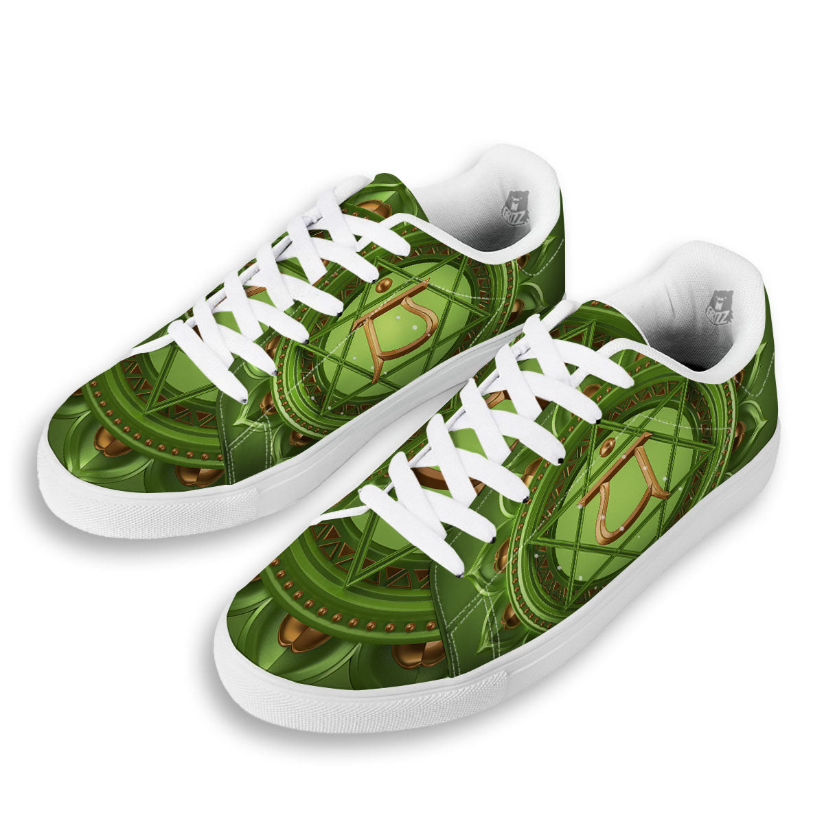 Symbol Anahata Chakra Print White Low Top Sneakers-grizzshop