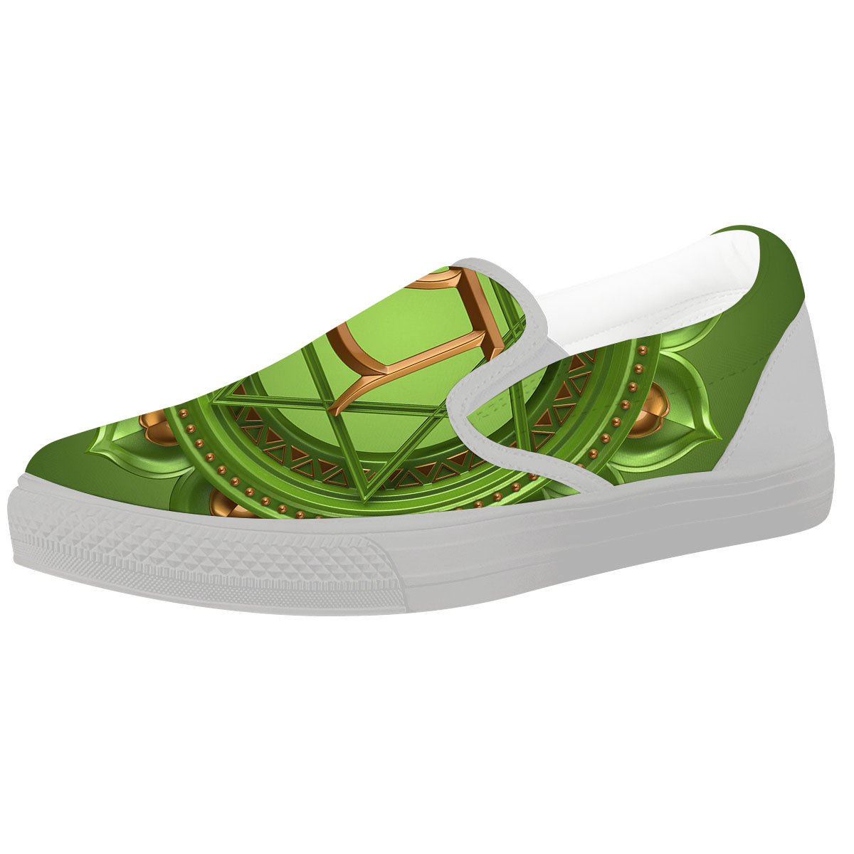 Symbol Anahata Chakra Print White Slip On Shoes-grizzshop