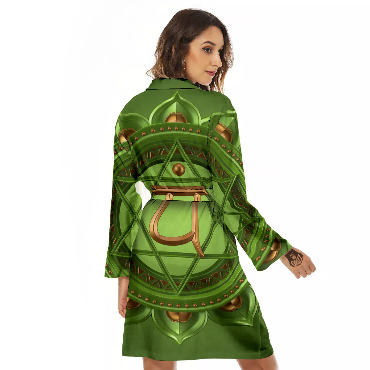 Symbol Anahata Chakra Print Women's Robe-grizzshop