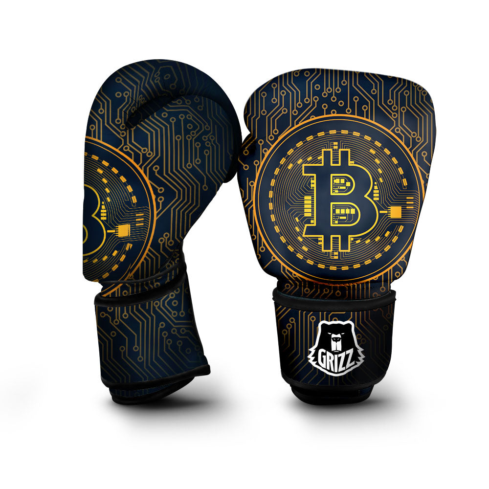Symbol Bitcoin Crypto Print Boxing Gloves-grizzshop