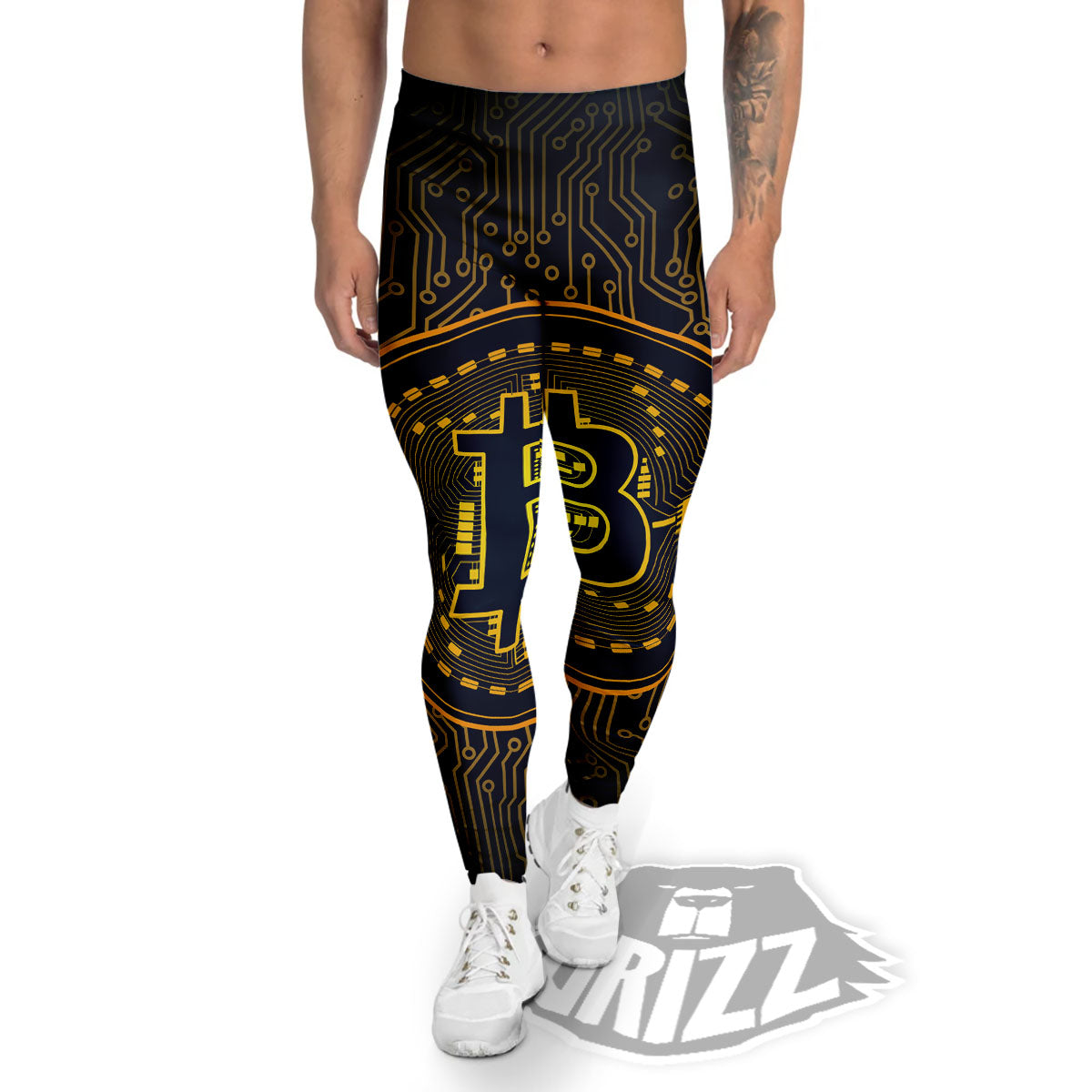 Symbol Bitcoin Crypto Print Men's Leggings-grizzshop