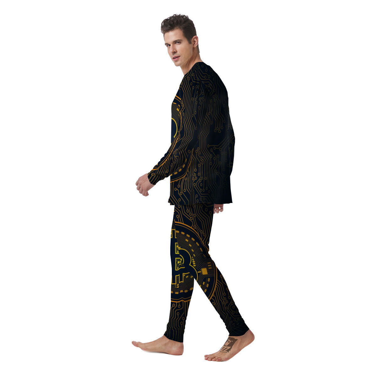 Symbol Bitcoin Crypto Print Men's Pajamas-grizzshop