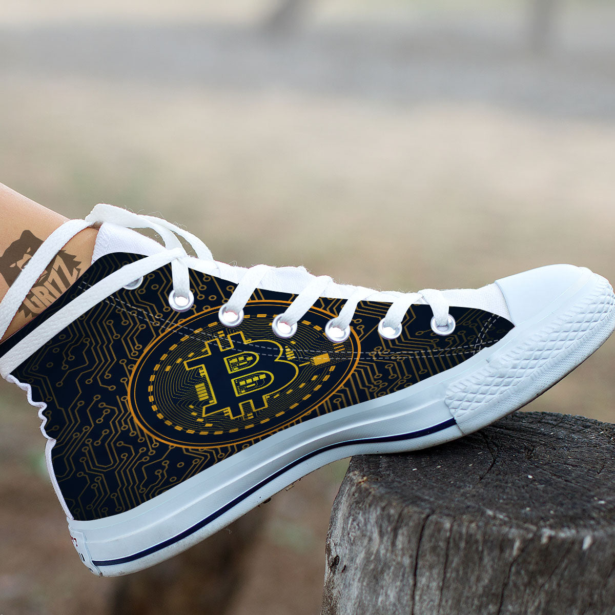 Symbol Bitcoin Crypto Print White High Top Shoes-grizzshop