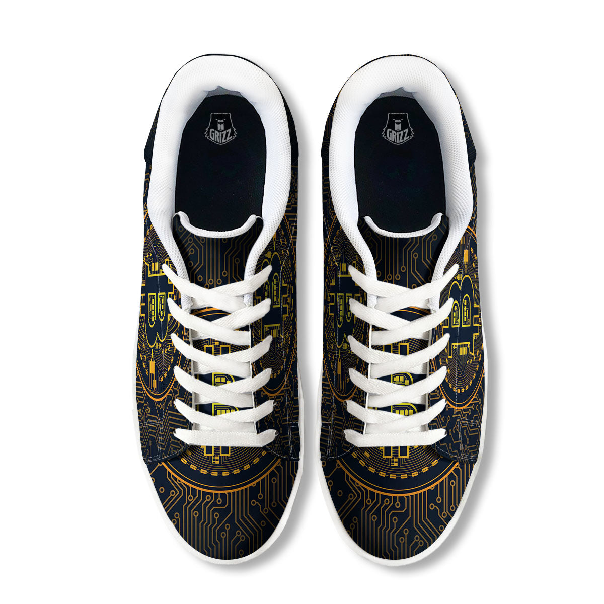 Symbol Bitcoin Crypto Print White Low Top Sneakers-grizzshop