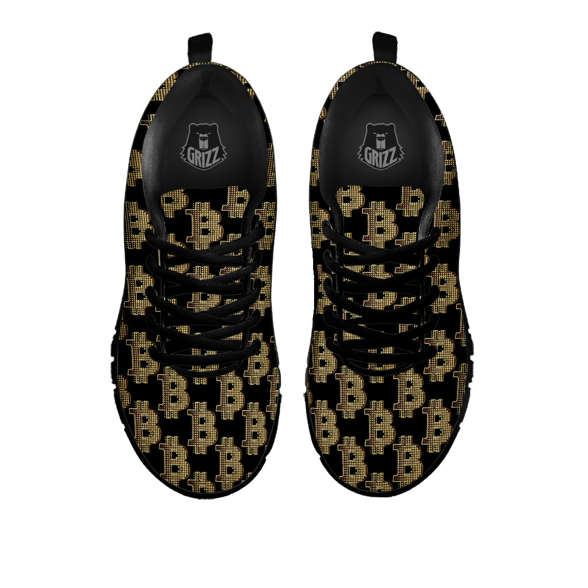 Symbol Bitcoin Print Pattern Black Sneaker-grizzshop