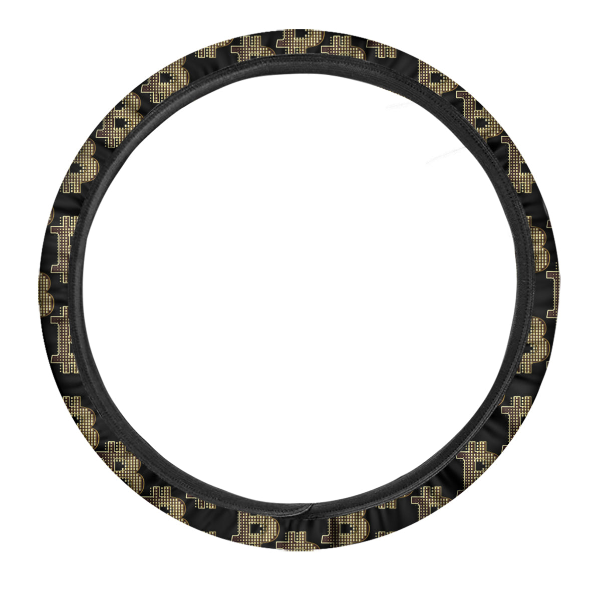 Symbol Bitcoin Print Pattern Car Steering Wheel Cover-grizzshop