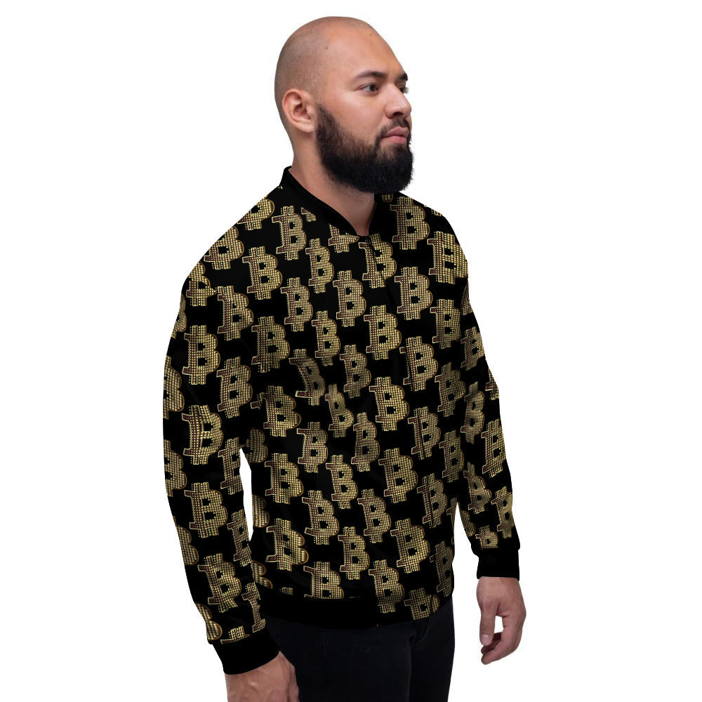 Symbol Bitcoin Print Pattern Men's Bomber Jacket-grizzshop