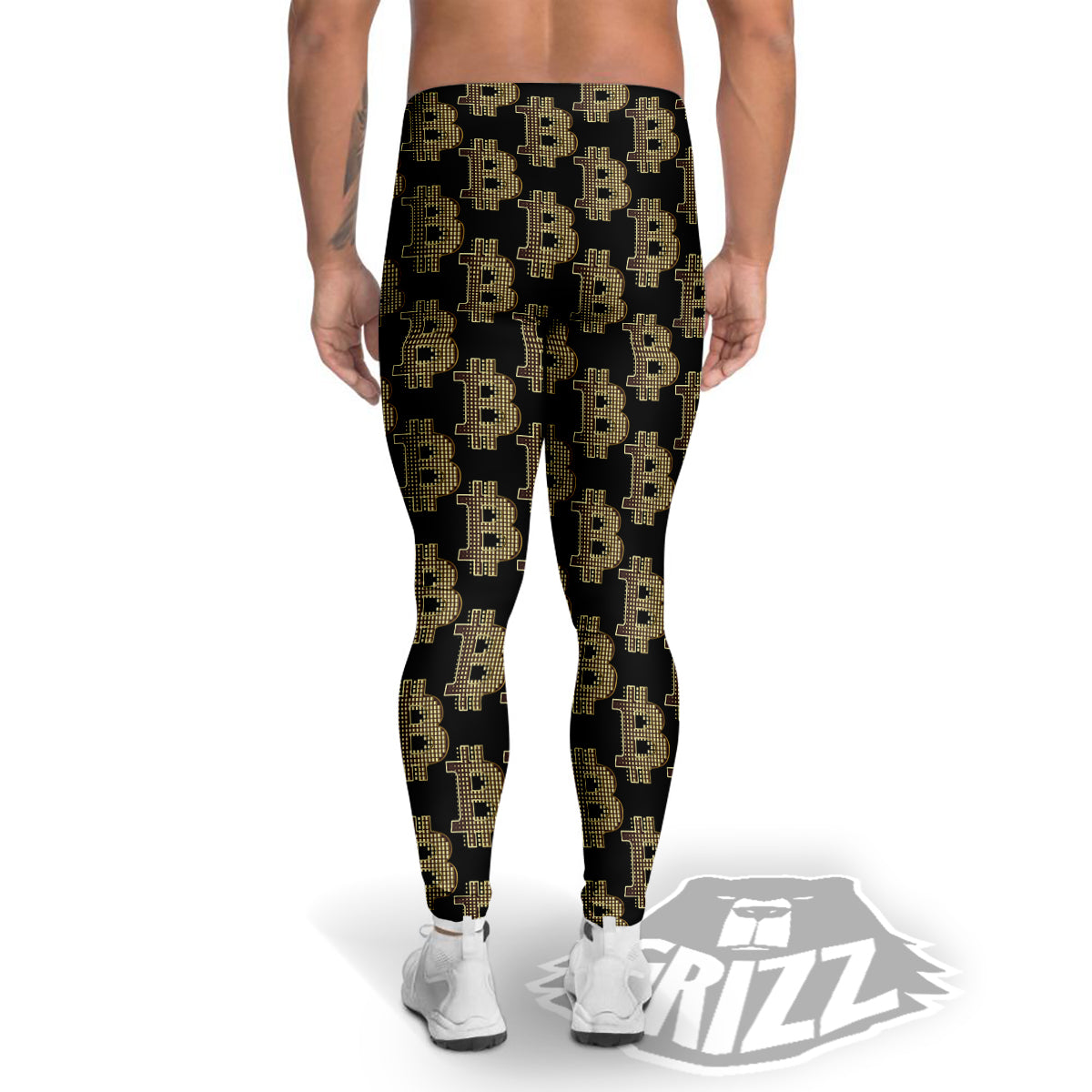 Symbol Bitcoin Print Pattern Men's Leggings-grizzshop