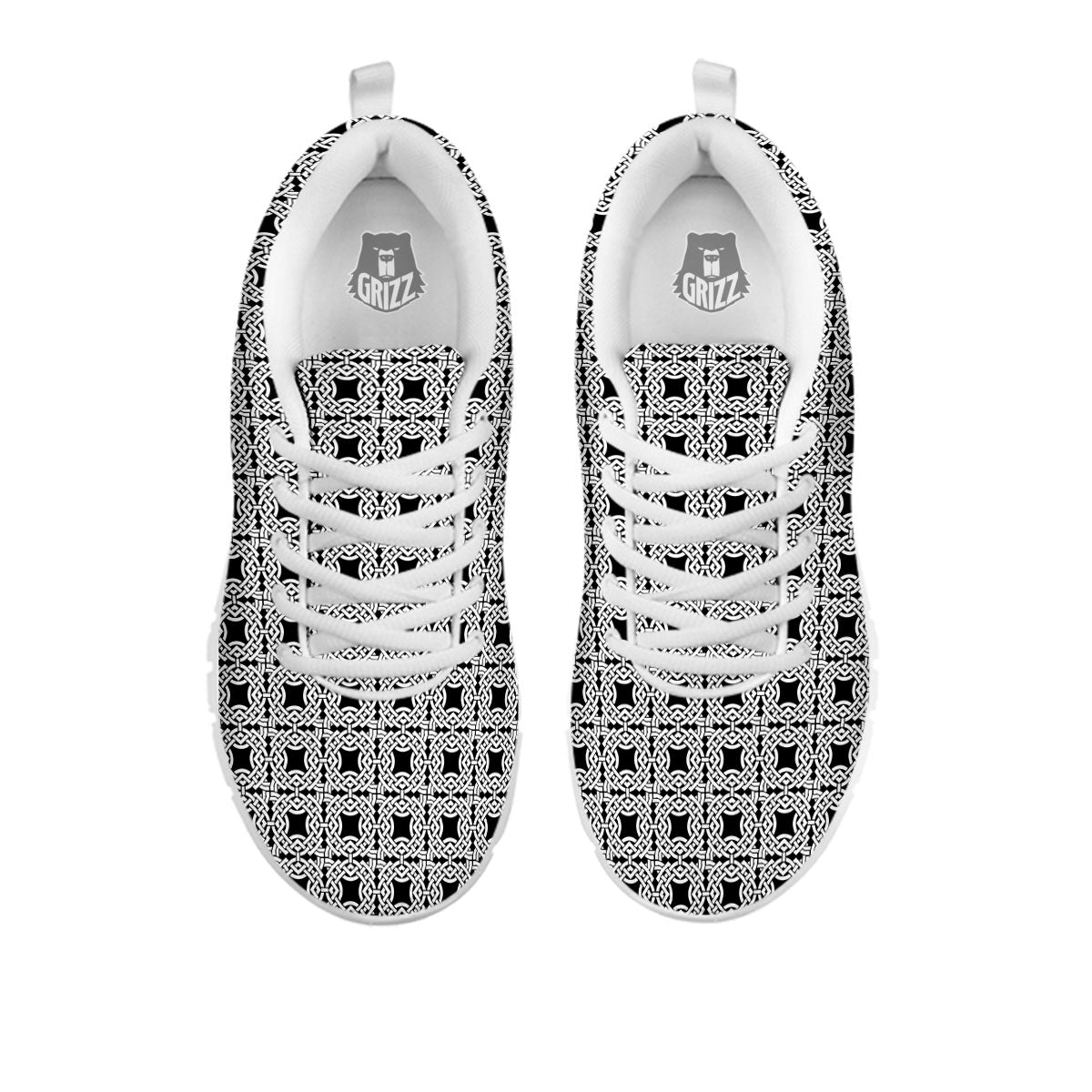 Symbol Black Celtic Print Pattern White Sneaker-grizzshop