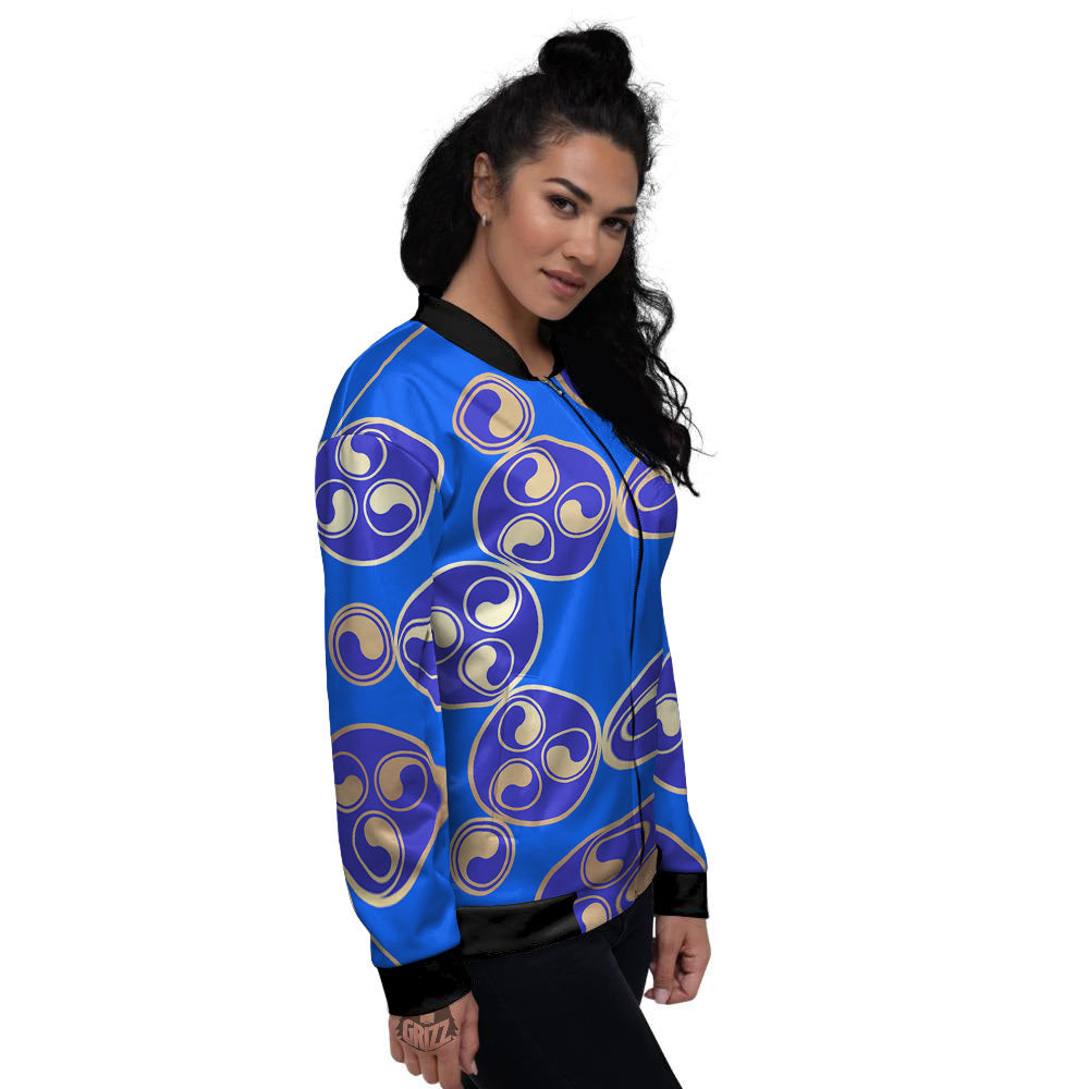 Symbol Blue Celtic Print Women's Bomber Jacket-grizzshop