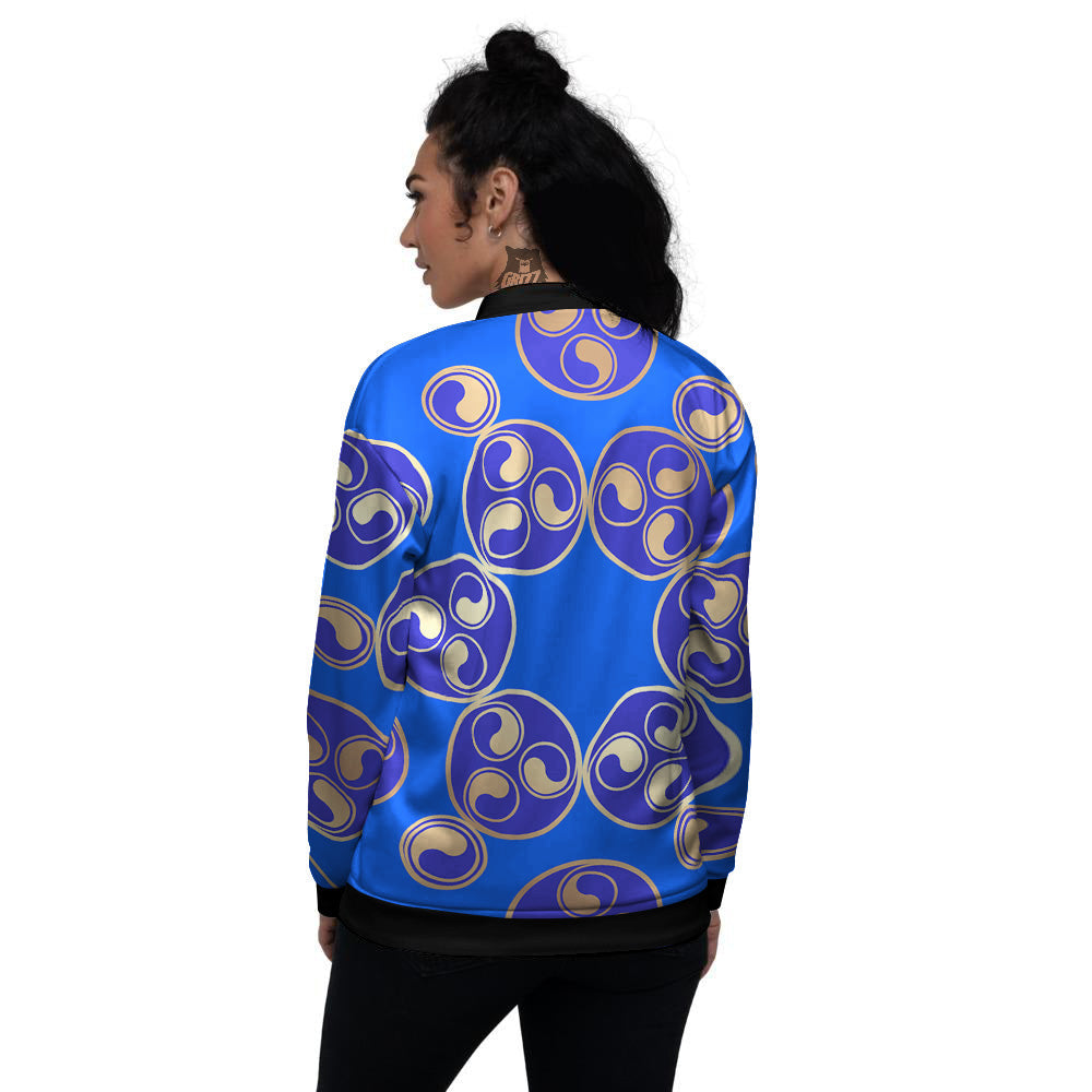 Symbol Blue Celtic Print Women's Bomber Jacket-grizzshop