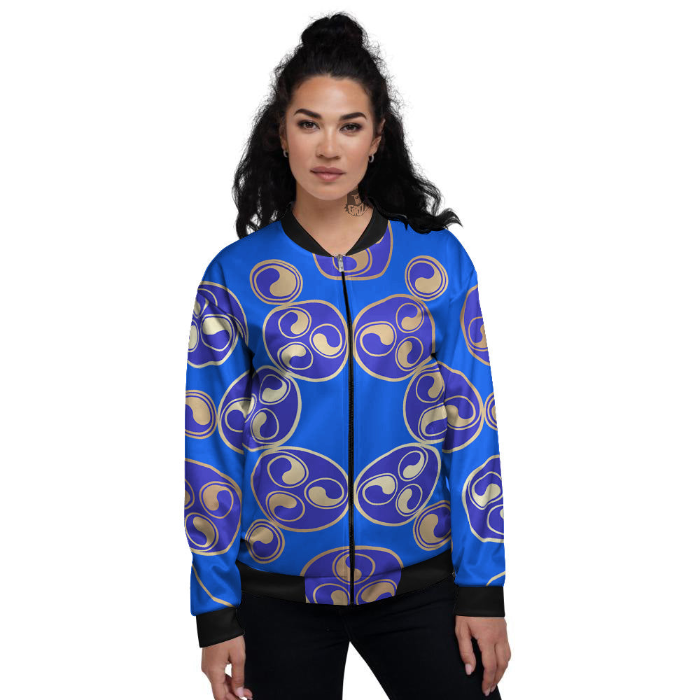 Symbol Blue Celtic Print Women's Bomber Jacket-grizzshop