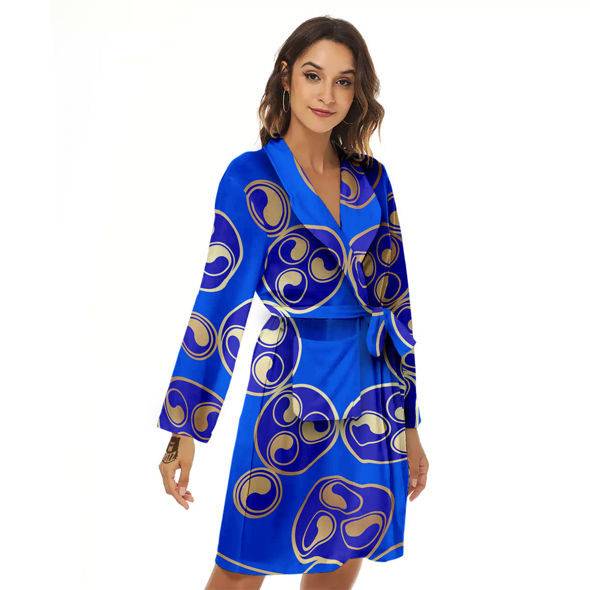 Symbol Blue Celtic Print Women's Robe-grizzshop