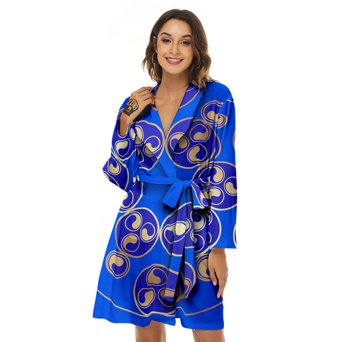 Symbol Blue Celtic Print Women's Robe-grizzshop