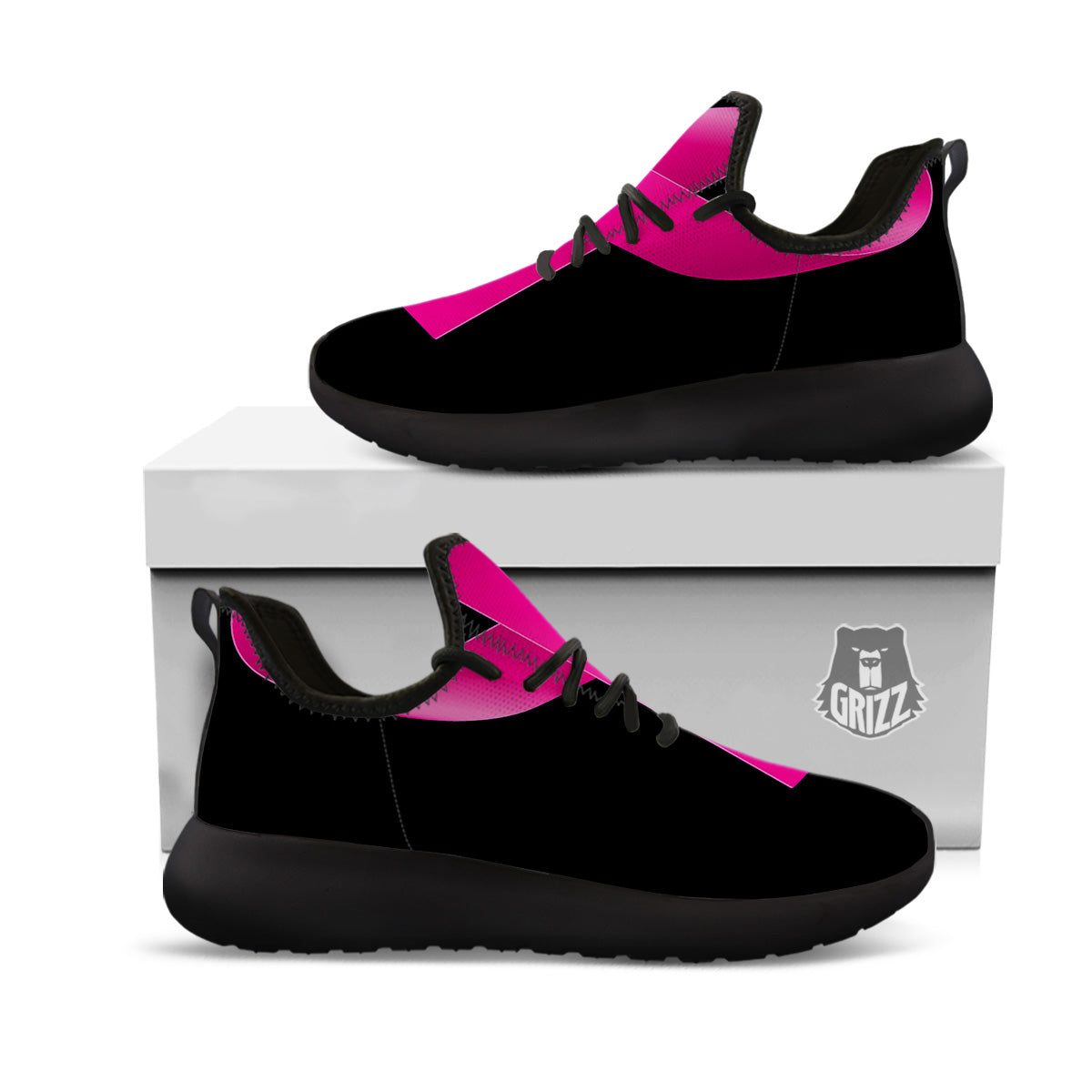 Symbol Breast Cancer Awareness Print Black Athletic Shoes-grizzshop