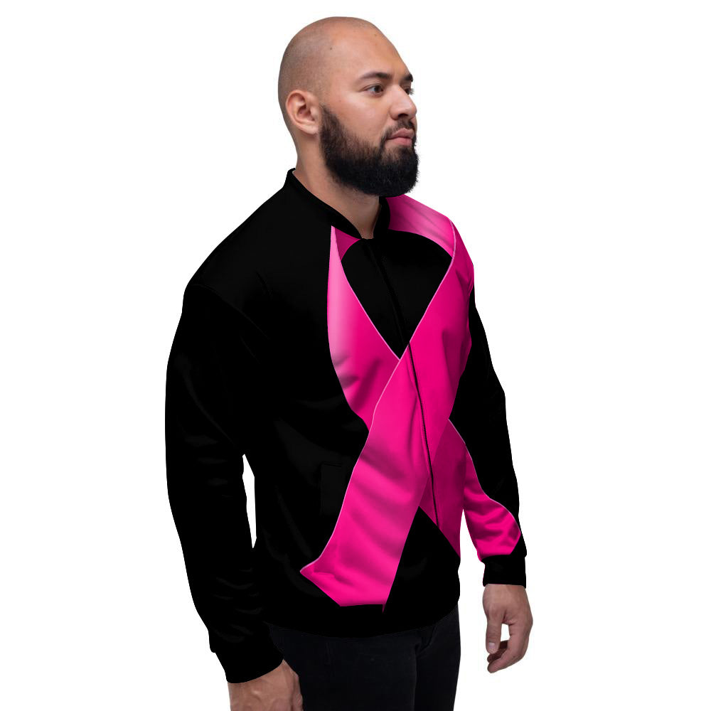 Symbol Breast Cancer Awareness Print Men's Bomber Jacket-grizzshop